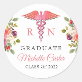 Girl Floral Nursing Symbol Abschluss Siegel Runder Aufkleber