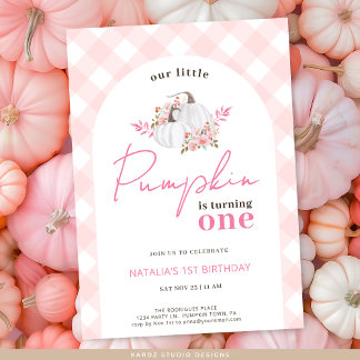 Girl Floral Unser Kleiner Pumpkin 1. Geburtstag Pa Einladung