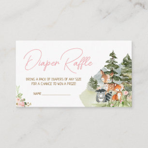 Girl Floral Woodland Animals Diaper Raffel Begleitkarte