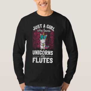 Girl Flute Player Flutist I Niedlich Einhorn spiel T-Shirt