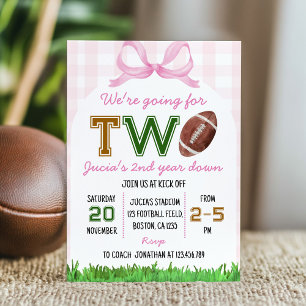 Girl Football 2. Geburtstag Pink Bow Einladung