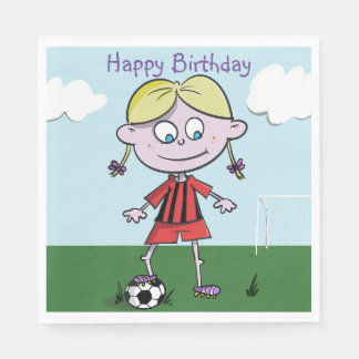 Girl Football-Spieler Happy Birthday Napkins Serviette