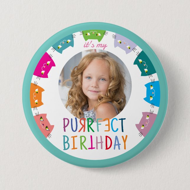 Girl Foto Birthday Button (Vorderseite)