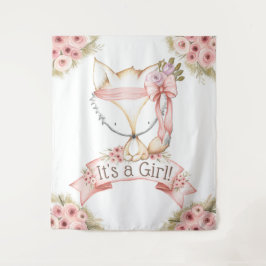 Girl Fox Babydusche Hintergrund Wandteppich
