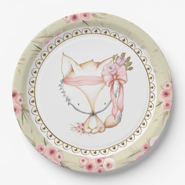 Girl Fox Babydusche Teller (Vorderseite)
