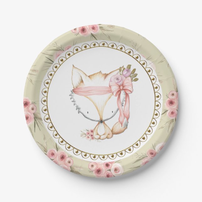 Girl Fox Babydusche Teller (Vorderseite)