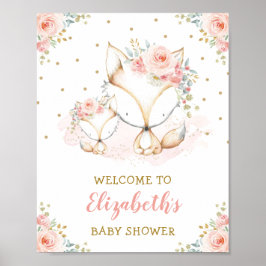 Girl Fox Blush Pink Bläsernchen Baby Dusche Willko Poster