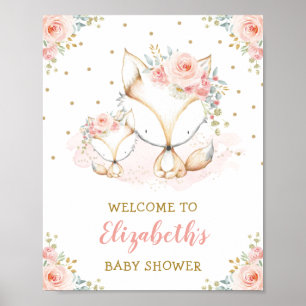 Girl Fox Blush Pink Bläsernchen Baby Dusche Willko Poster