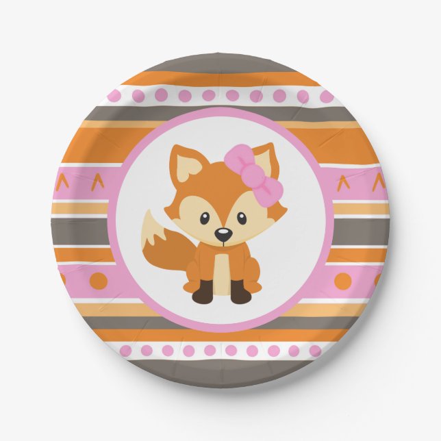 Girl Fox Woodland Forest Party Paper Teller (Vorderseite)