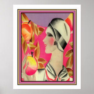 "Girl & Fruit Tree" Art Deco Poster