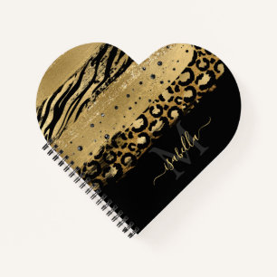 Girl Fun Modern Gold Glitzer Script Monogram Notizbuch