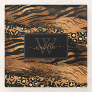 Girl Fun Modernes Copper Glitzer Script Monogram Glasuntersetzer