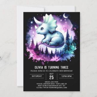 Girl Fun Triceratops Geburtstag Einladung