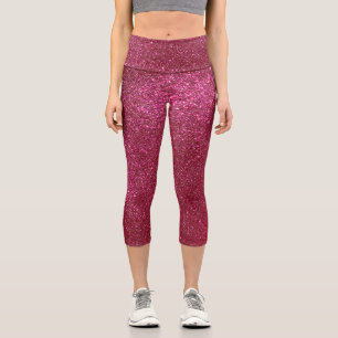 Girl Funkelnd Wine Burgundy Roter Glitzer Capri Leggings