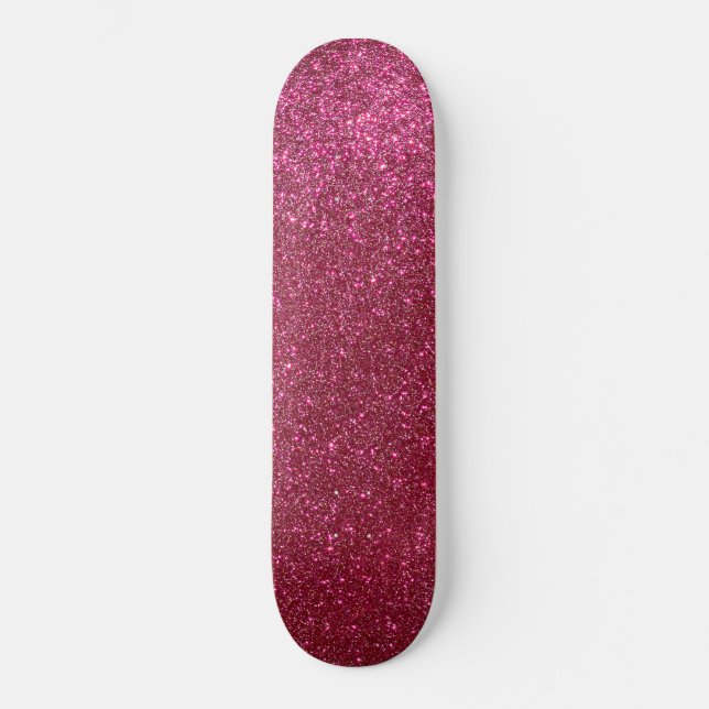 Girl Funkelnd Wine Burgundy Roter Glitzer Skateboard (Vorderseite)