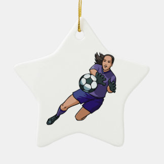 Girl-Fußballgoalie Keramik Ornament