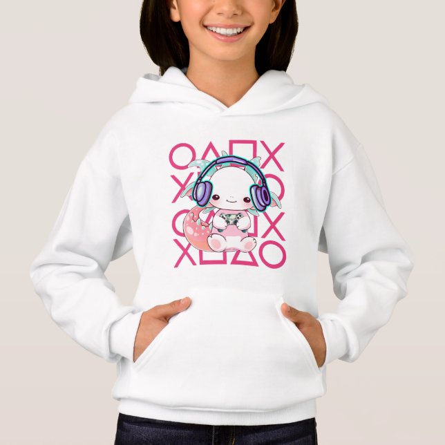 Girl Gamer Axolotl Hoodie (Vorderseite)