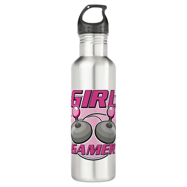 Girl Gamer Edelstahlflasche (Vorderseite)