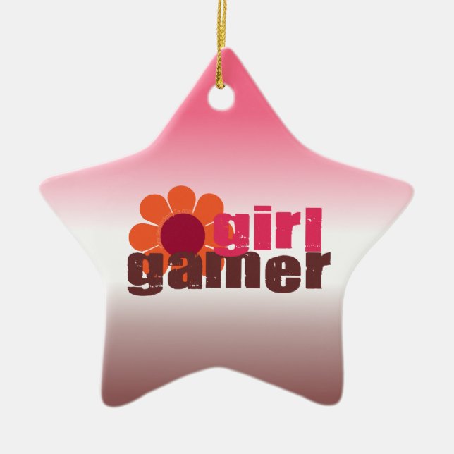Girl Gamer Keramik Ornament (Vorne)