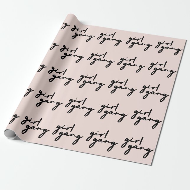 Girl Gang | Girl Power Moderner Feminismus Rosa Ro Geschenkpapier (Ungerollt)