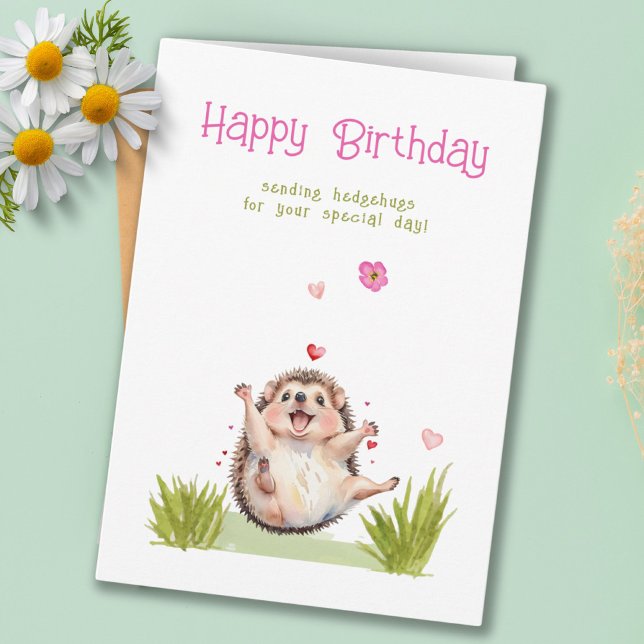 Girl Garden Hedgehug Ganzjährig Geburtstag Karte (Girly Garden Hedgehug All Ages Birthday Card)