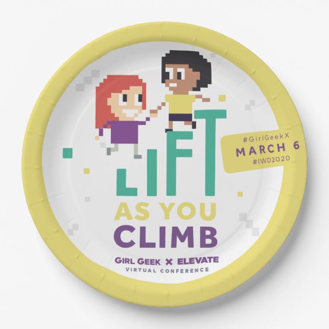Girl Geek X Elevate + #IWD2020 9" Party Teller (Vorderseite)