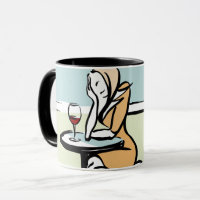 Girl Genießen Sie den Rotwein im Café