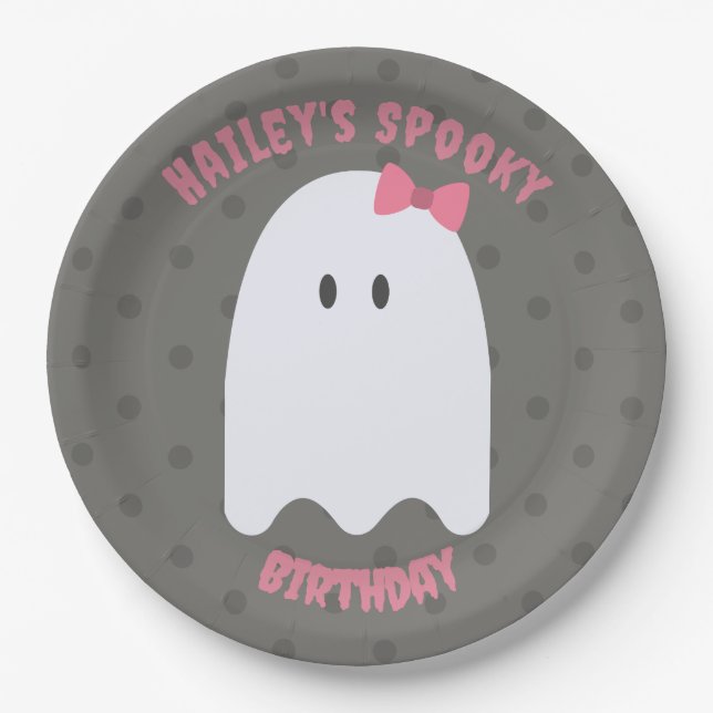 Girl Ghost Birthday Party Personalisierte Papierpl Pappteller (Vorderseite)