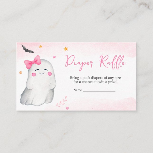 Girl Ghost Halloween Baby Duwer Diaper Raffle Begleitkarte (Vorderseite)