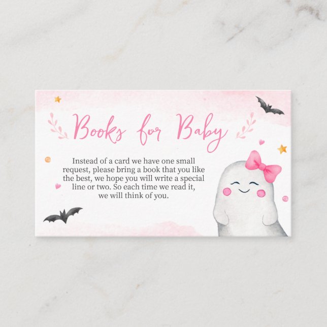 Girl Ghost Halloween Baby Shower Books for Baby Begleitkarte (Vorderseite)