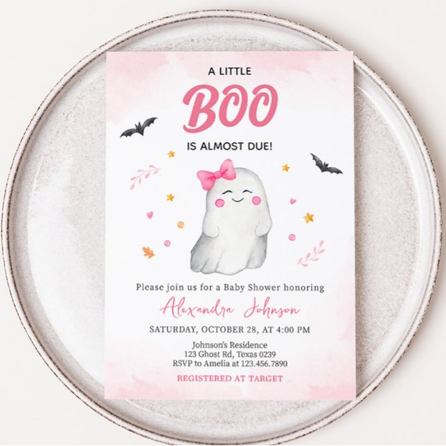 Girl Ghost Halloween Kinderdusche Einladung (Pink Ghost Baby Shower Invitation)