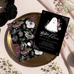 Girl Ghost Little Boo Floral Gothic Baby Dusche Einladung