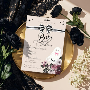 Girl Ghost Little Boo Floral Gothic Baby Dusche Einladung