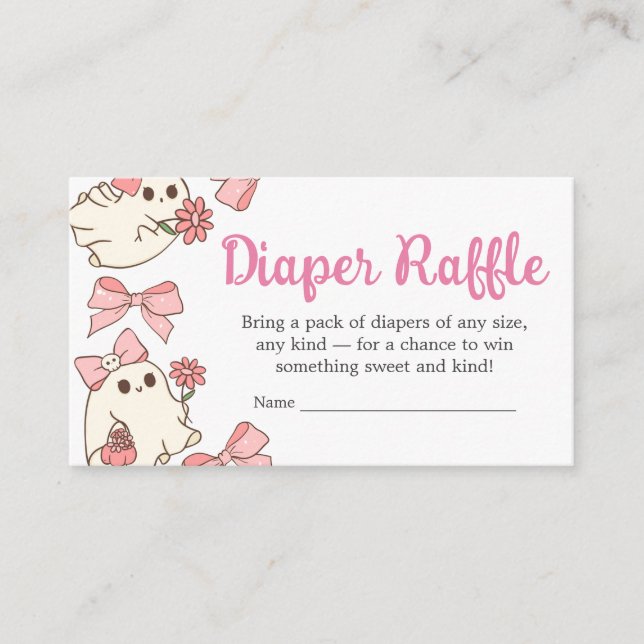 Girl Ghost Little Boo Halloween Baby Diaper Raffle Begleitkarte (Vorderseite)