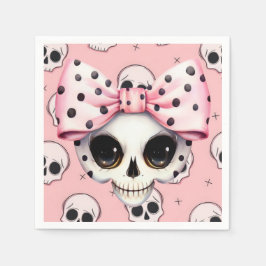 Girl Ghost Skeleton Halloween Pink Themed Serviette
