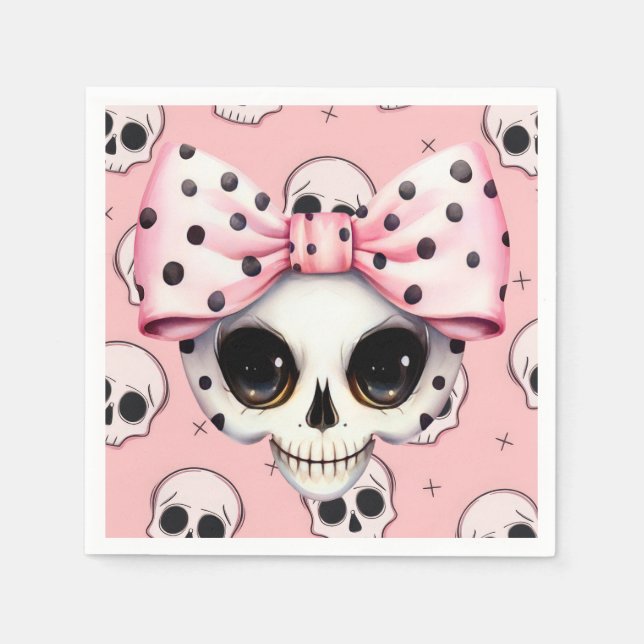 Girl Ghost Skeleton Halloween Pink Themed Serviette (Vorderseite)