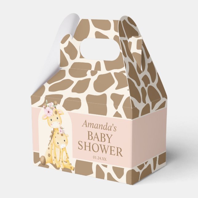 Girl Giraffe Baby Duschbox Geschenkschachtel (Vorderseite)