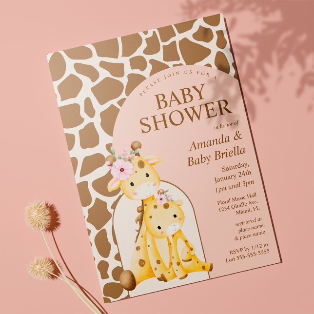 Girl Giraffe Baby Shower Einladung (Von Creator hochgeladen)