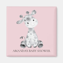 Girl Giraffe Baby Shower Favor Magnet
