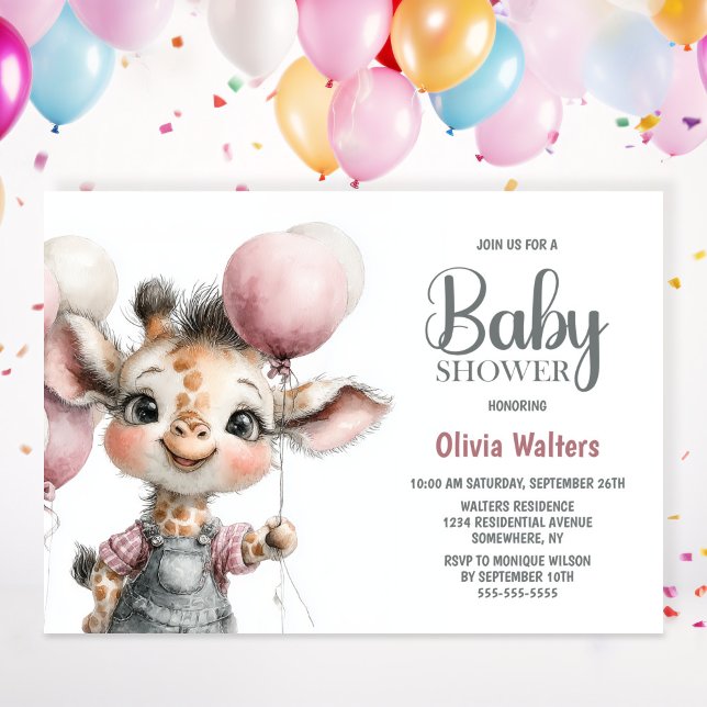 Girl Giraffe Baby Shower Invitation Einladung (Von Creator hochgeladen)