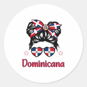 Girl-Girl Dominikanische Republik Shirt Flag Hispa Runder Aufkleber