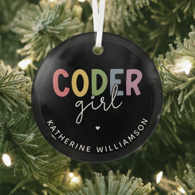 Girl-Girl-Geschenk für benutzerdefinierte Coder-Gi Ornament Aus Glas (InSitu)