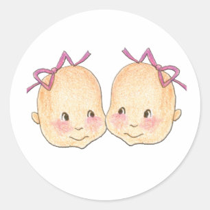Girl Girl Twins Graphic Runder Aufkleber