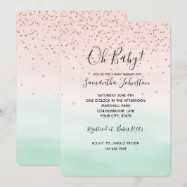 Girl Glam Blush Pink Minze Gold Sparkone Einladung