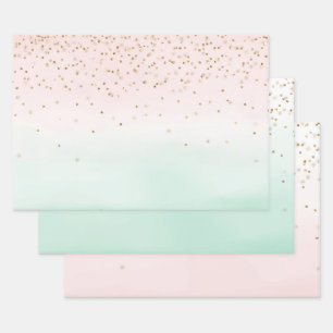 Girl Glam Blush Pink Minze Gold Sparkone Geschenkpapier Set
