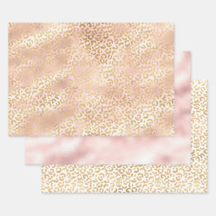 Girl Glam Gold Blush Pink Leopard Print Geschenkpapier Set