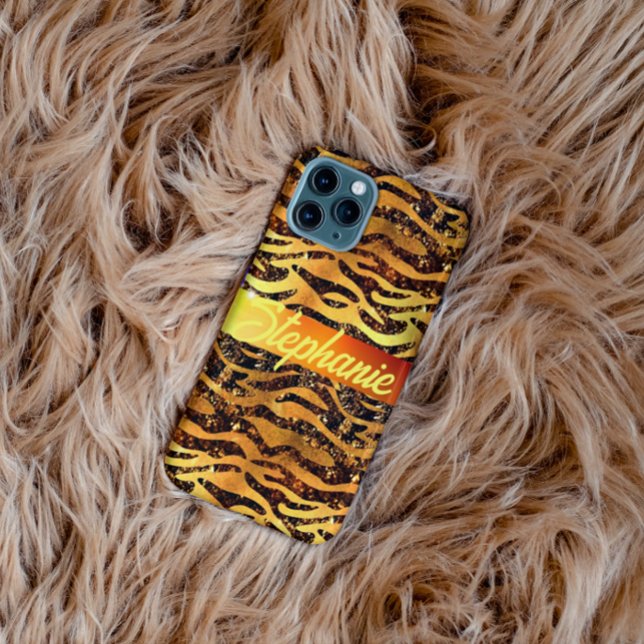 Girl Glam Imitate Gold Glitzer gebürsteter Leopard Case-Mate iPhone Hülle (Von Creator hochgeladen)