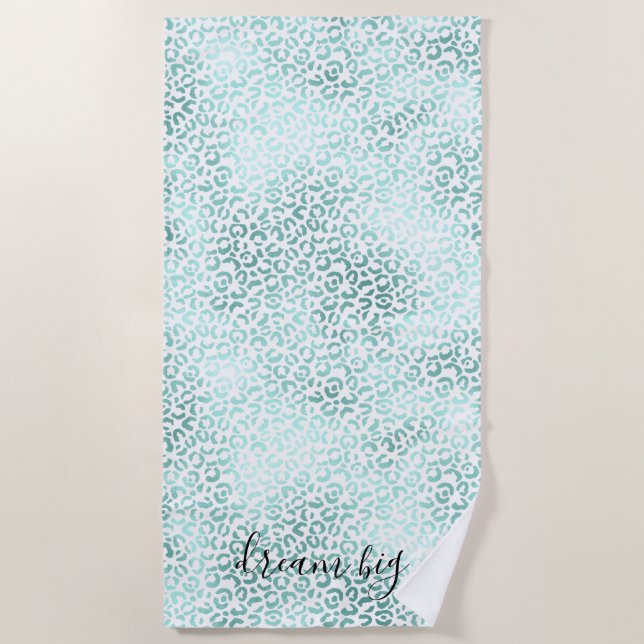 Girl Glam Minze Leopard Strandtuch (Vorderseite)