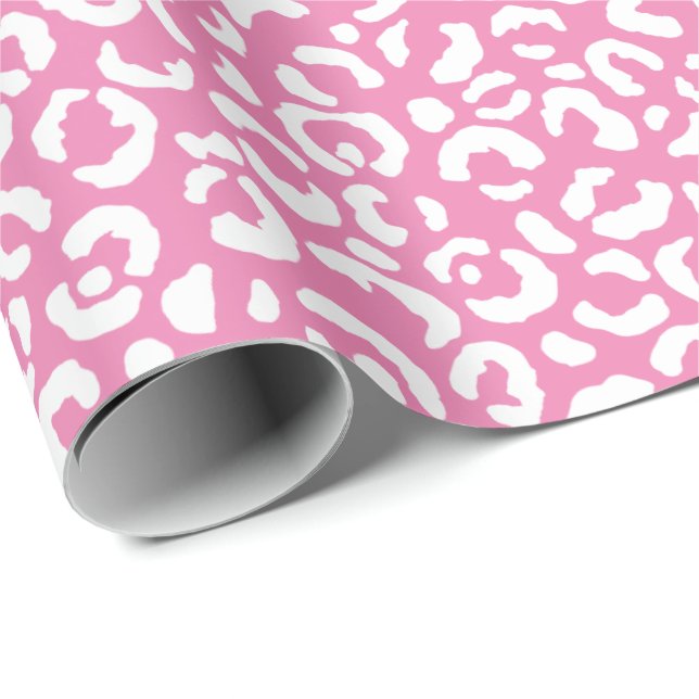 Girl Glam Weißrosa Leoparden Geschenkpapier (Rolleneckpunkt)
