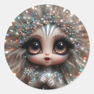 Girl Glittery Runder Aufkleber